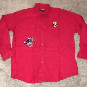 Vintage Red Tweetie Bird Sylvester Ski snowboard collector holiday chamois shirt